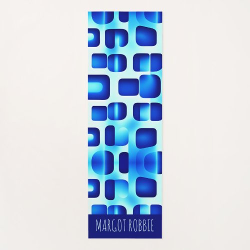 Blue Squares and Rectangles Isometric Pattern Yoga Mat