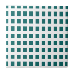 Blue Squares Checkered  Ceramic Tile