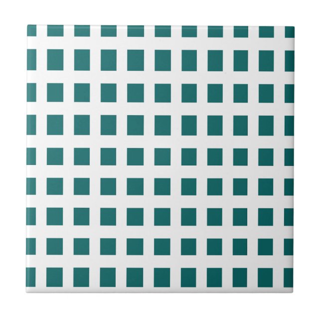 Blue Squares Checkered  Ceramic Tile (Front)