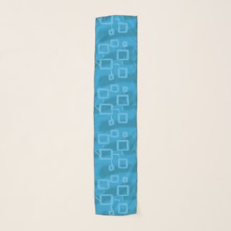 Blue Squares Chiffon Scarf