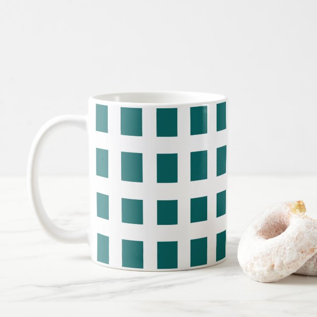 Blue Squares Coffee Mug (With Donut)