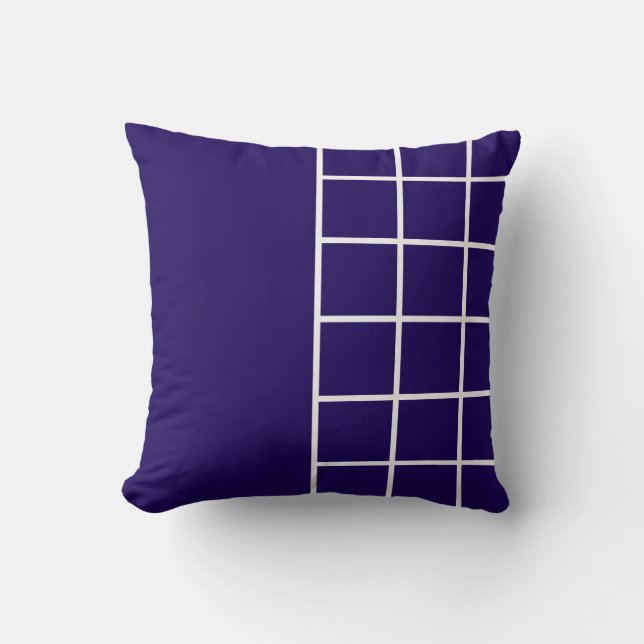 Blue squares collage white lines throw pillow (Front)
