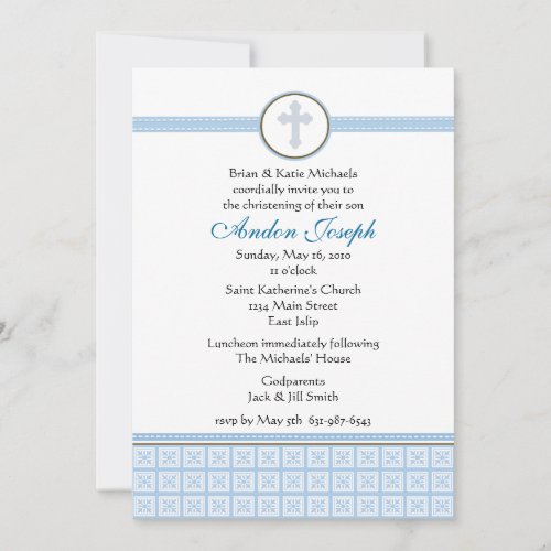 Blue Squares Cross Invitation