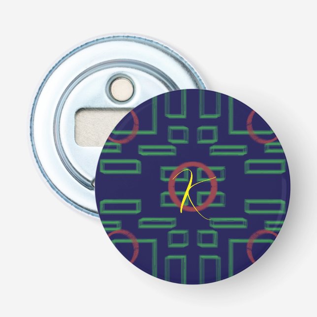 Blue Squares Geometric Bottle Opener (Front)