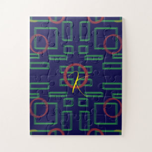 Blue Squares Geometric Jigsaw Puzzle
