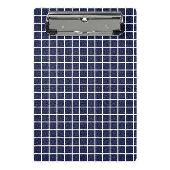 Blue Squares Geometric Mini Clipboard (Front)
