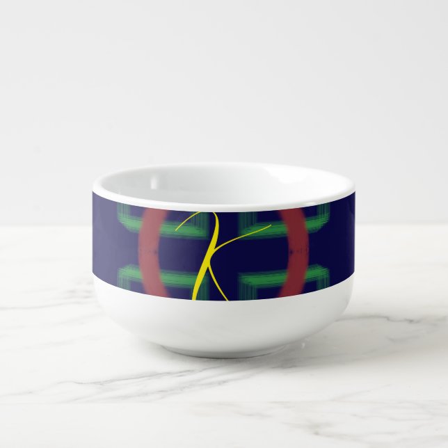 Blue Squares Geometric Soup Mug (Front)