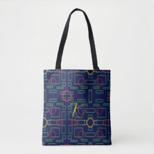 Blue Squares Geometric Tote