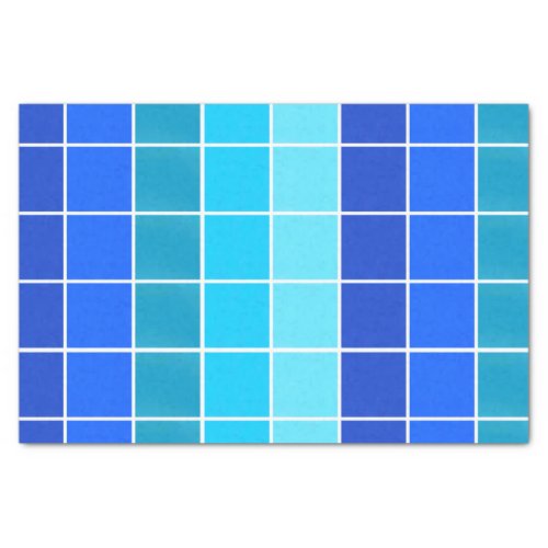 Blue Squares Gradient Stripes Tissue Paper