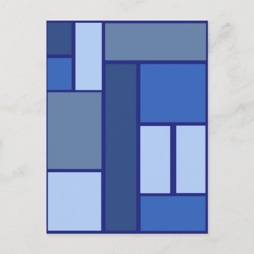 Blue Squares in a Geometric Pattern Postcard