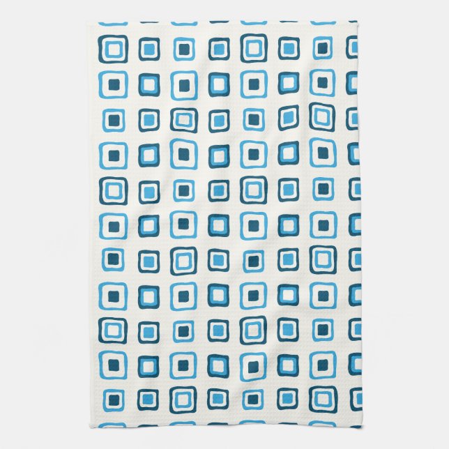 Blue Squares in Blue Squares in Blue Squares Towel (Vertical)