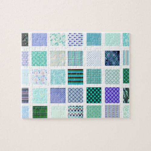 Blue squares mosaic pattern jigsaw puzzle