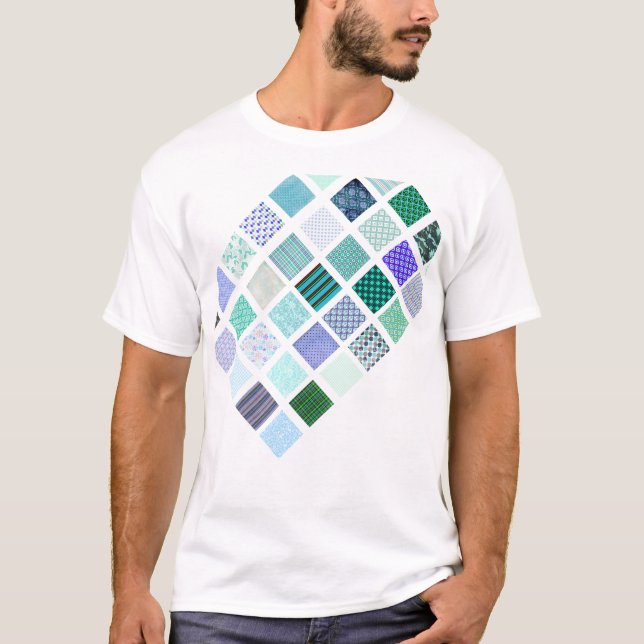 Blue squares mosaic pattern T-Shirt (Front)