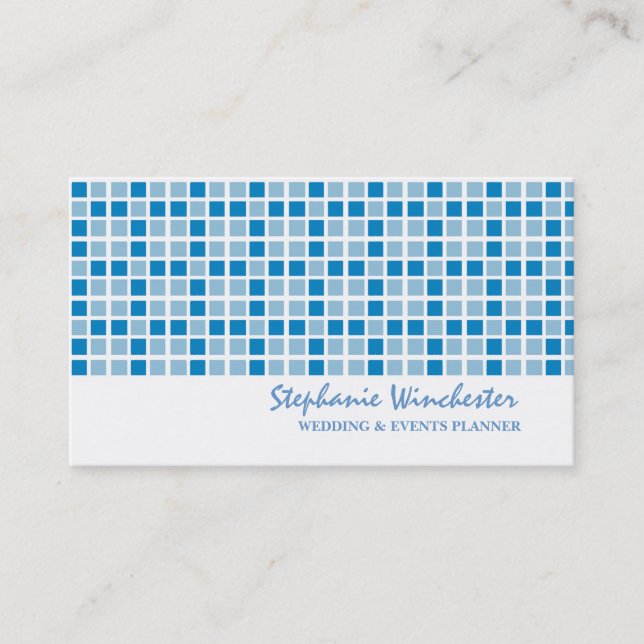 Blue Squares Pattern Business Card (Front)