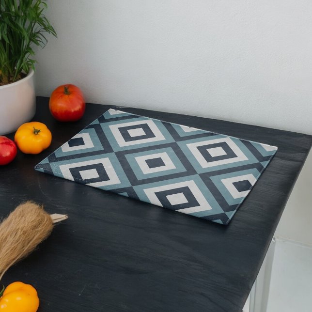 Blue Squares Pattern Cutting Board (Chopping Board)
