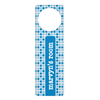 Blue Squares Pattern Door Hanger