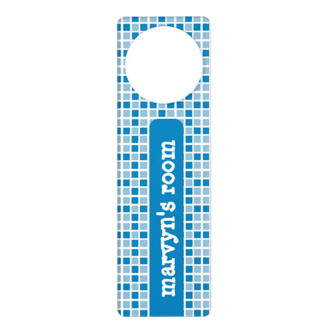 Blue Squares Pattern Door Hanger (Front)