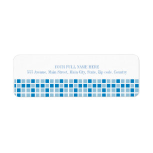 Blue Squares Pattern Label