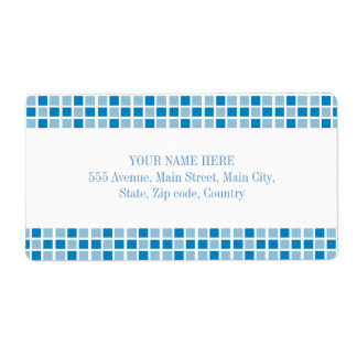 Blue Squares Pattern Label