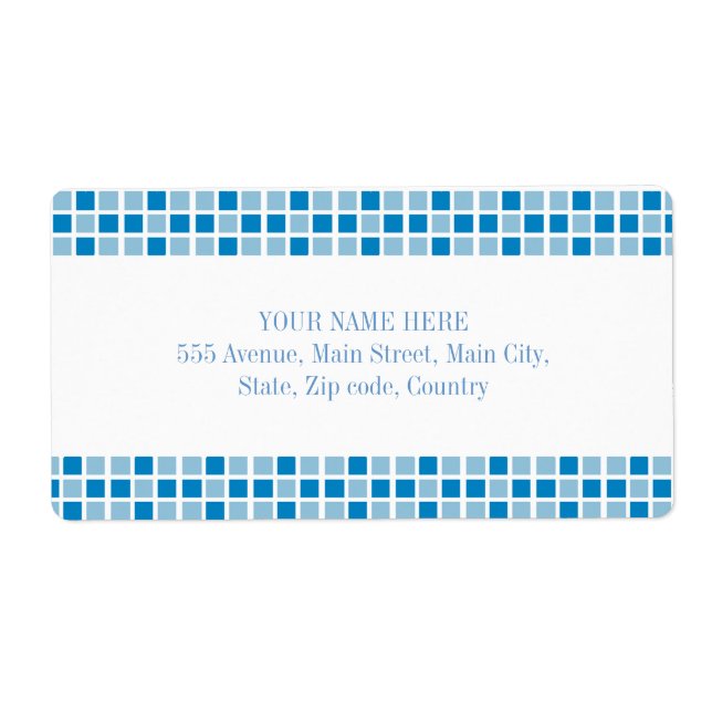 Blue Squares Pattern Label (Front)