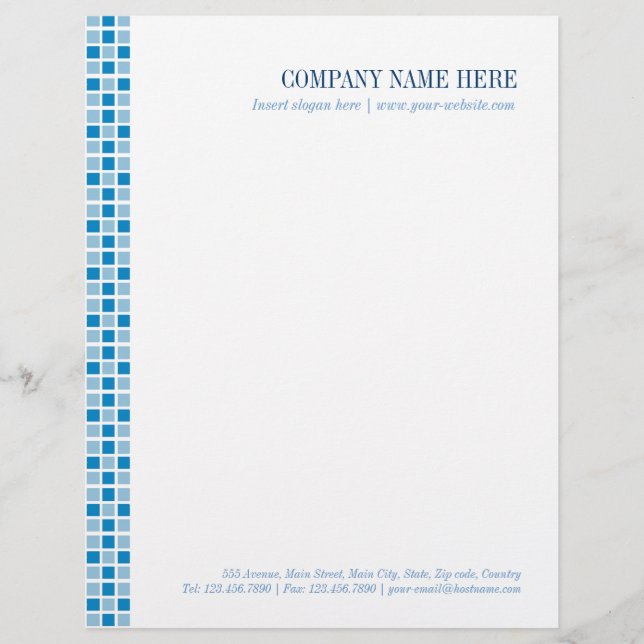 Blue Squares Pattern Letterhead (Front)