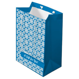 Blue Squares Pattern Medium Gift Bag