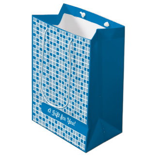 Blue Squares Pattern Medium Gift Bag