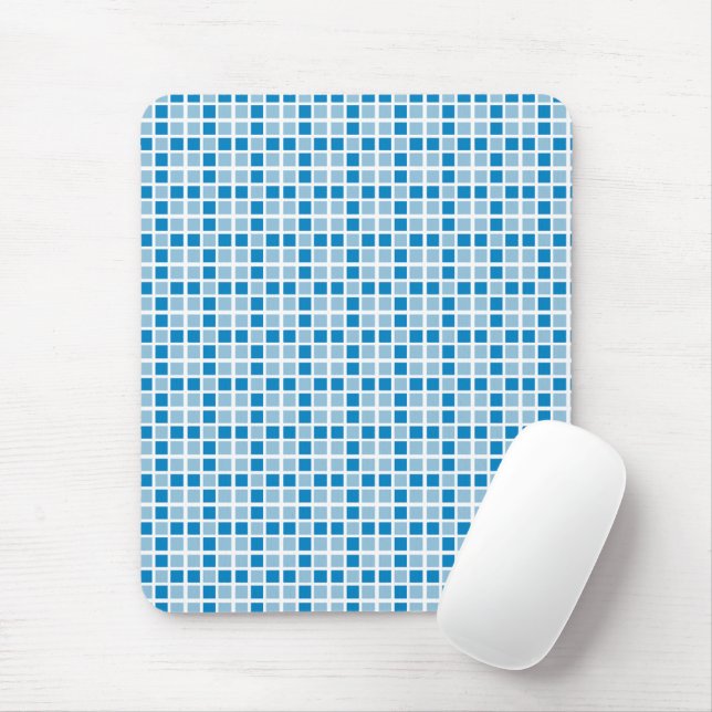 Blue Squares Pattern Mouse Pad (With Mouse)