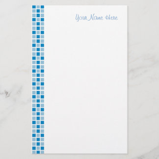 Blue Squares Pattern Stationery