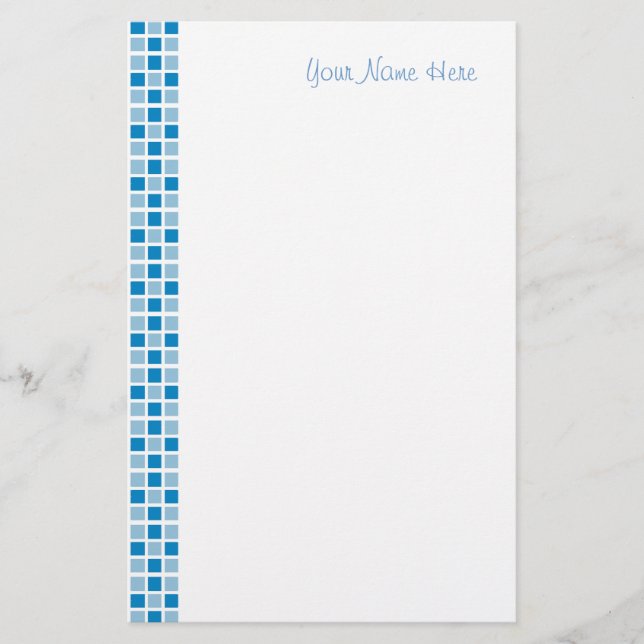 Blue Squares Pattern Stationery (Front)
