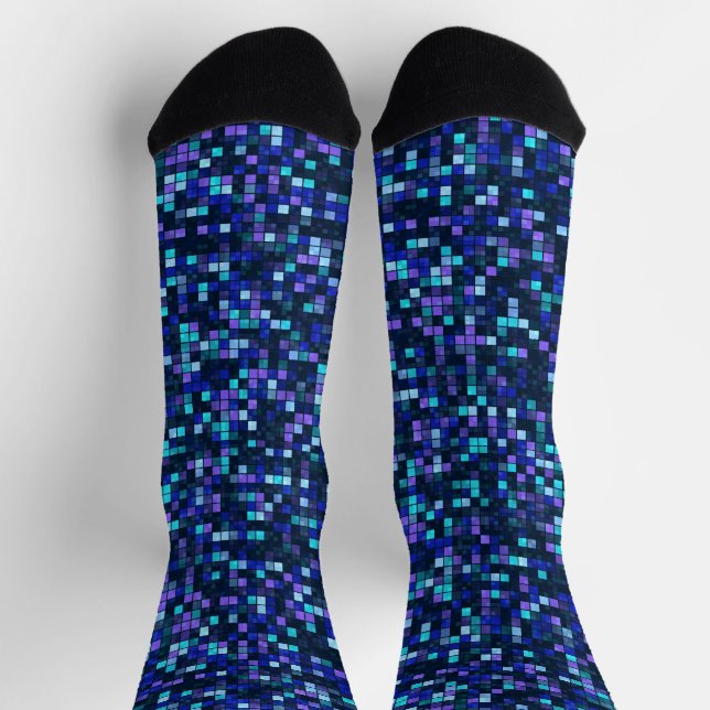 Blue Squares Socks (Top)