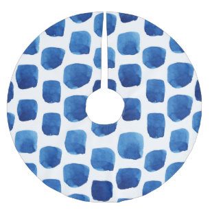 Blue squares, watercolor seamless pattern. brushed polyester tree skirt