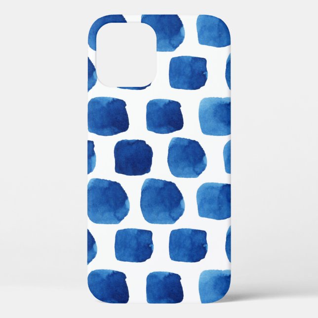 Blue squares, watercolor seamless pattern. Case-Mate iPhone case (Back)