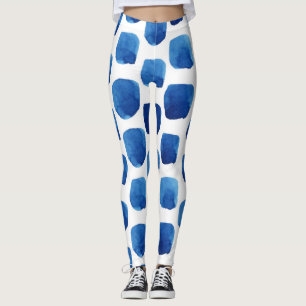 Blue squares, watercolor seamless pattern. leggings