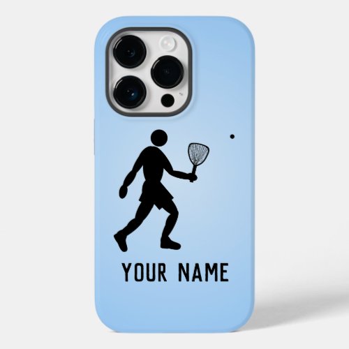 Blue Squash Player  Racquetball Motif  your name Case_Mate iPhone 14 Pro Case