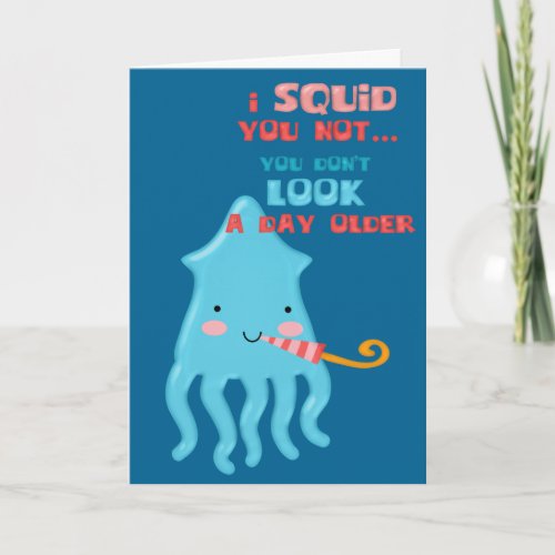 Blue Squid Birthday Card