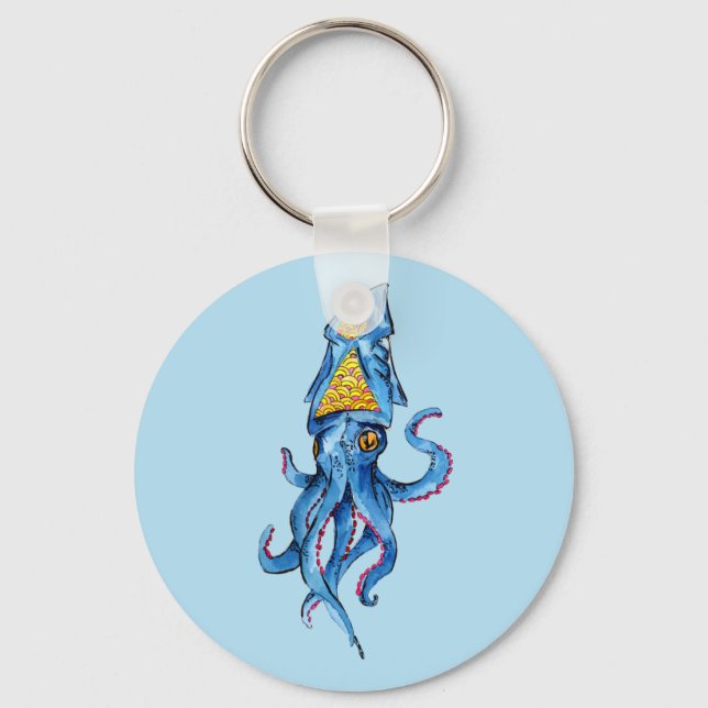 Blue Squid Keychain (Front)