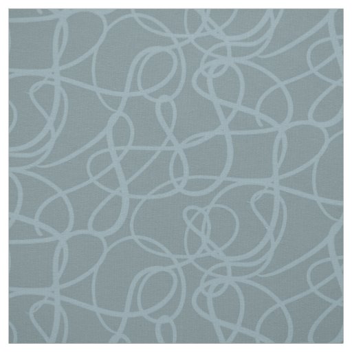 Blue Squiggle Line Abstract Pattern Fabric