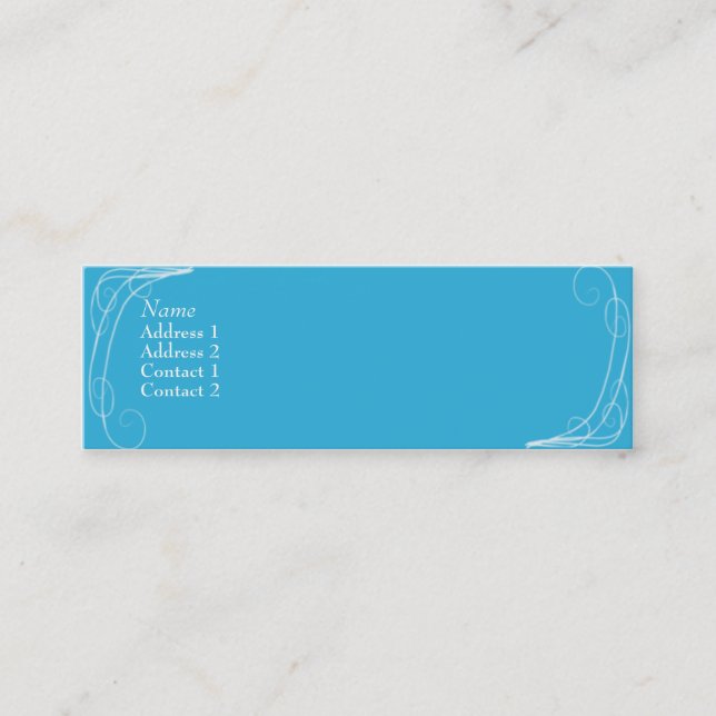 Blue Squiggles - skinny Mini Business Card (Front)