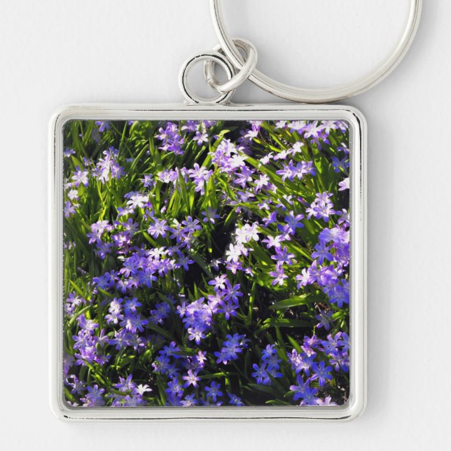 Blue Squill Spring Flowers Keychain (Front)