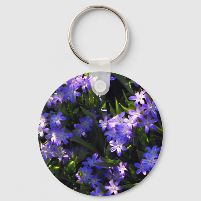Blue Squill Spring Flowers Keychain (Front)