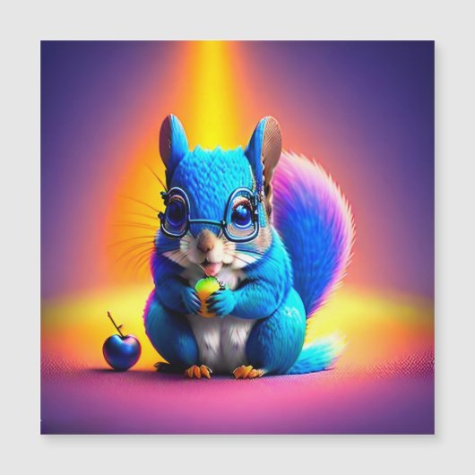 Blue Squirrel Eating A Fruit  (Front)