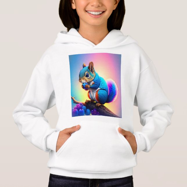 Blue Squirrel Eating A Fruit-323232 Hoodie (Front)