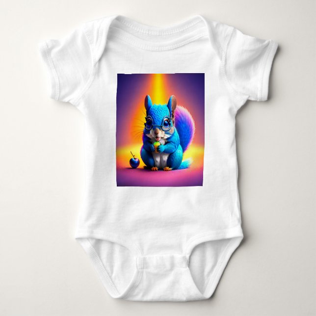 Blue Squirrel Eating A Fruit-79577 Baby Bodysuit (Front)