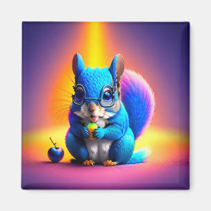 Blue Squirrel Eating A Fruit-79577 Magnet