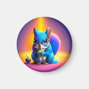 Blue Squirrel Eating A Fruit-79577 Magnet