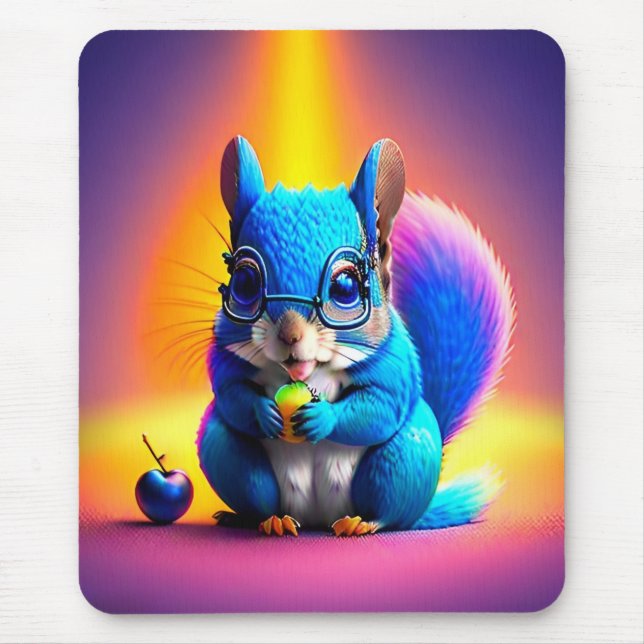 Blue Squirrel Eating A Fruit-79577 Mouse Pad (Front)