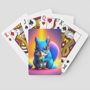 Blue Squirrel Eating A Fruit-79577 Poker Cards