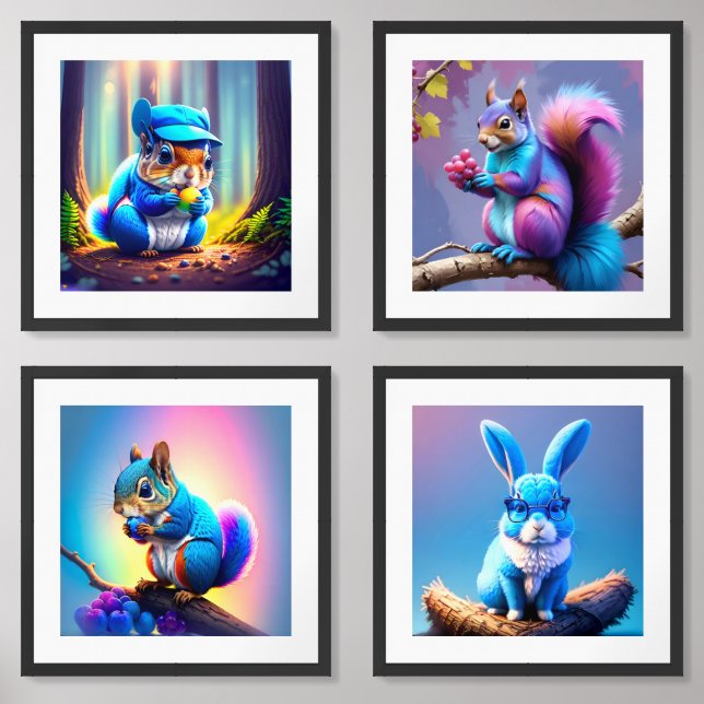Blue Squirrel on the Branch-79599 Wall Art Sets (Front)