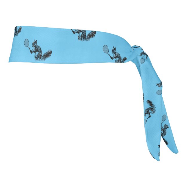 Blue Squirrel Tennis Player Pattern Tie Headband (Rotate 90)